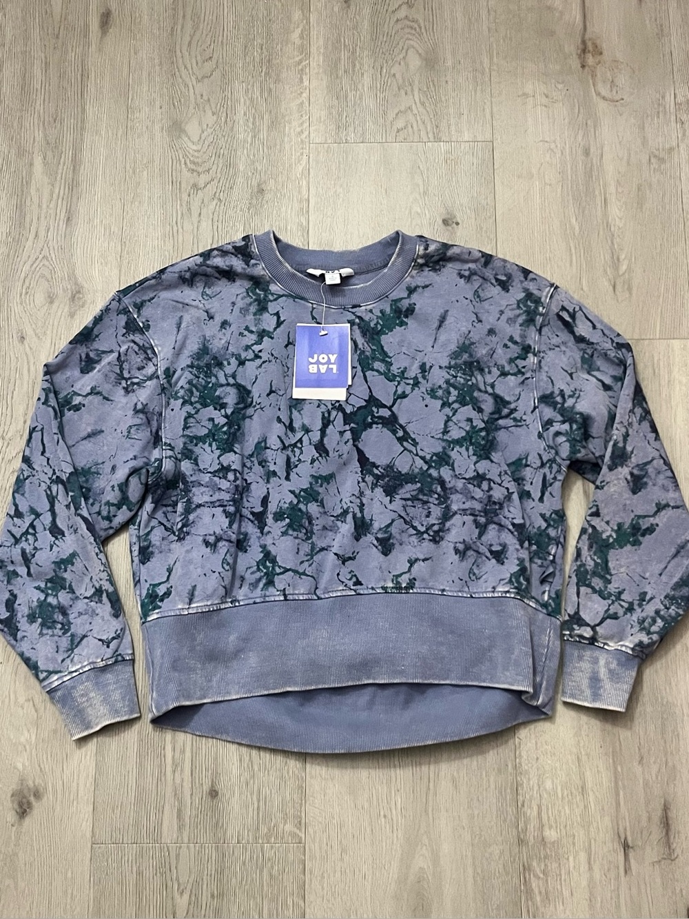 JoyLab Women's Slate Blue Marble Crewneck Pullover
